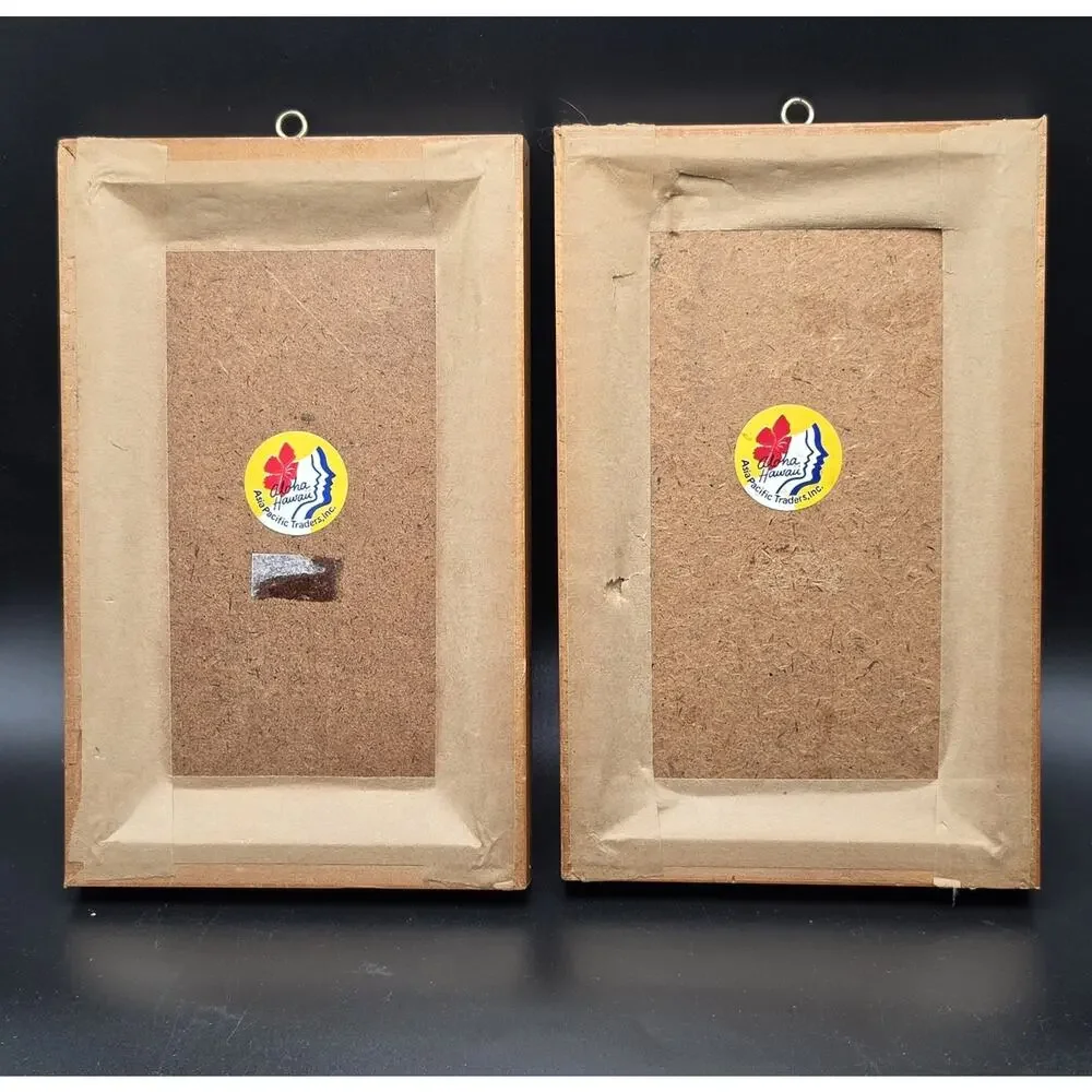 Vintage Mid Century 3D Seashell Flower Art Framed Picture Set MCM Coastal Decor